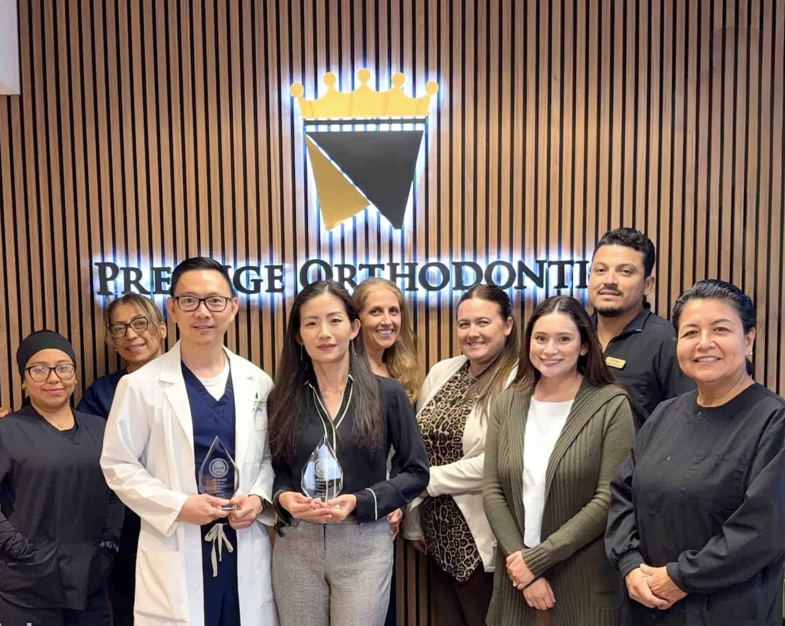 Prestige Orthodontics Award Winning Team Prestige Orthodontics team with Best Orthodontist and Best Customer Service awards in La Verne